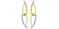 10K Yellow Gold Diamond Dangle Earrings 0.25cttw
