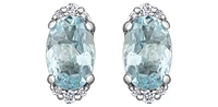 10K White Gold 0.80cttw Aquamarine and 0.05cttw Diamond Earrings with Butterfly Backs
