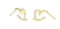 10K Yellow Gold Diamond Heart Earrings 0.01cttw