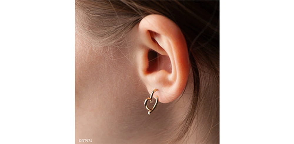10K Yellow Gold Diamond Heart Earrings 0.01cttw