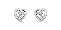 10K White Gold 0.03cttw Diamond Heart Earrings