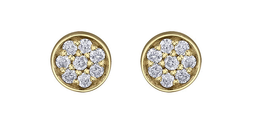 10K Yellow Gold 0.08cttw Diamond Pave Stud Earrings