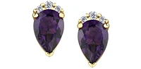10K Gold Amethyst and Diamond Earrings