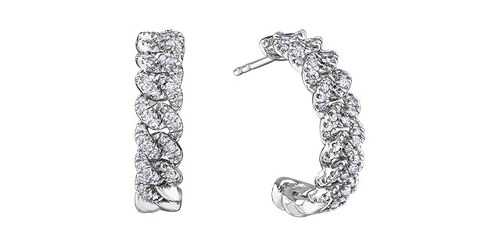 10K White Gold 0.66cttw Miami Cuban Link Diamond Earring