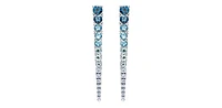 14K White Gold Blue Topaz and Canadian Diamond Dangle Earrings