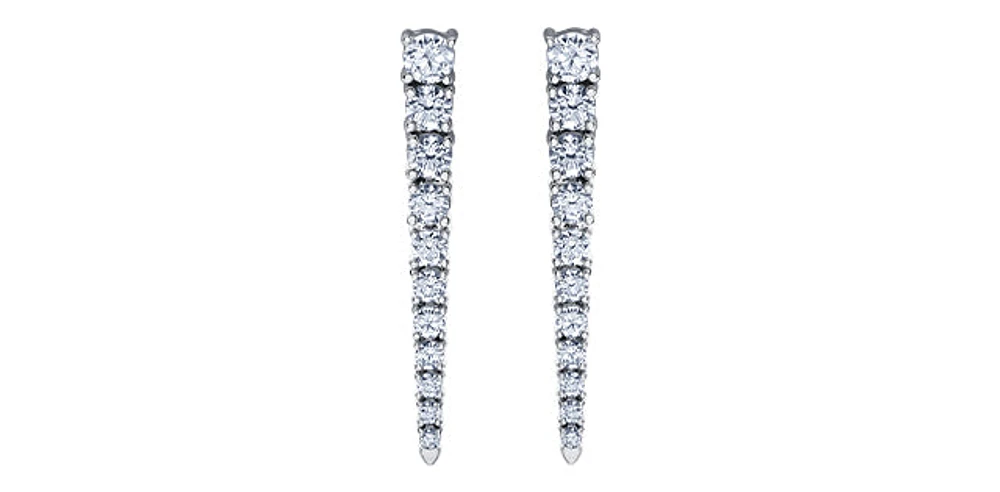14K White Gold 1.50cttw Canadian Diamond Dangle Earrings