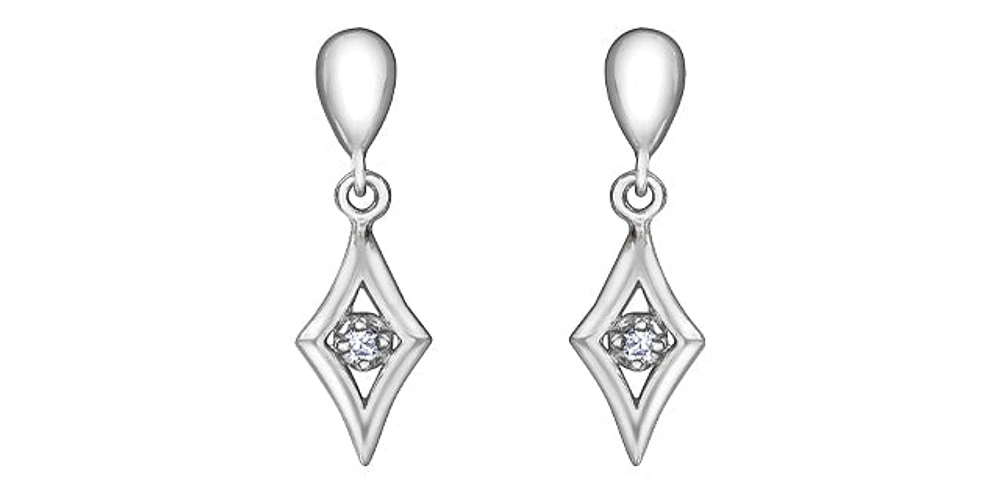 10K White Gold 0.06cttw Diamond Dangle Earrings