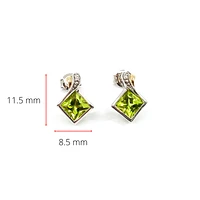 10K White & Yellow Gold 1.80cttw Genuine Peridot and 0.01cttw Diamond Earrings