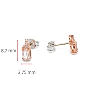 10K Rose Gold 0.50cttw Genuine Oval Cut Morganite & 0.05cttw Diamond Stud Earrings