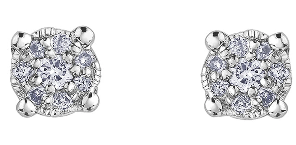 10K White Gold 0.08cttw Diamond Stud Earring
