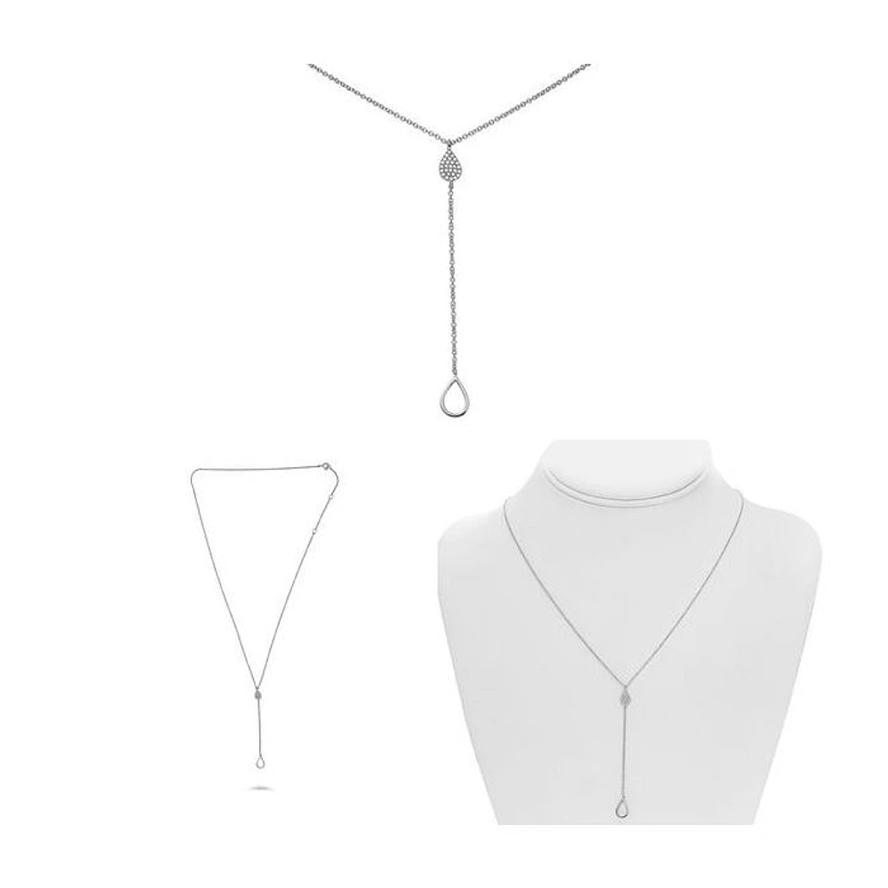14K White Gold Diamond "Y" Shaped Necklace, 18"
