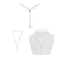 14K White Gold Diamond "Y" Shaped Necklace, 18"
