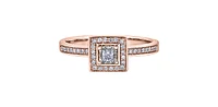 10K Rose Gold 0.20cttw Canadian Diamond Halo Engagement Ring, size 6.5