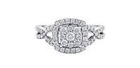 10K White Gold 1.00cttw Diamond Halo Engagement Ring, size 6.5