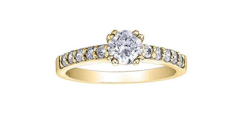 14K Yellow Gold 0.70cttw Canadian Diamond Engagement Ring, size 6.5