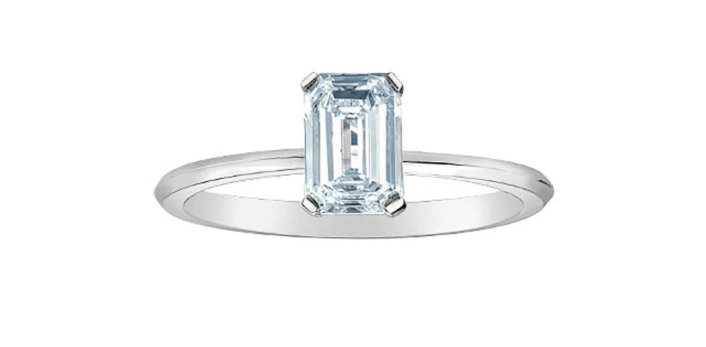 14K Gold 1.00 cttw Lab Grown Diamond Emerald Cut Solitaire Engagement Ring - /