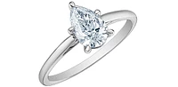 14K Gold 1.00cttw Lab Grown Diamond Pear Shape Solitaire Engagement Ring - /