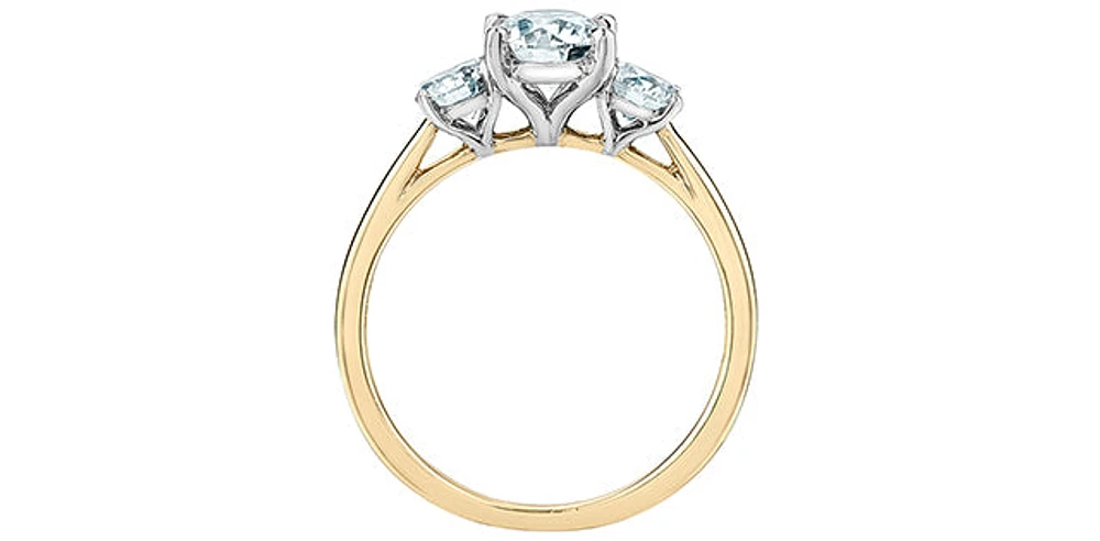 14K Gold 1.55cttw Lab Grown Diamond 3 Stone Ring - /