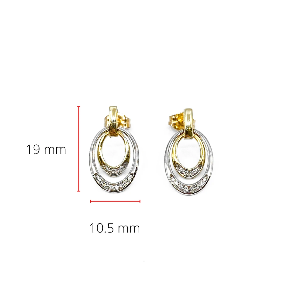 10K White & Yellow Gold 0.10cttw Diamond Double Eternity Earrings