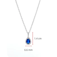 10K White Gold 0.60cttw Genuine Blue Sapphire and 0.09cttw Diamond Necklace, 18"