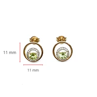 10K Yellow Gold 0.60cttw Peridot & 0.04cttw Diamond Stud Dangle Drop Earrings
