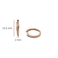 10K Rose Gold 0.15cttw Diamond Hoop Huggie Hinged Earrings