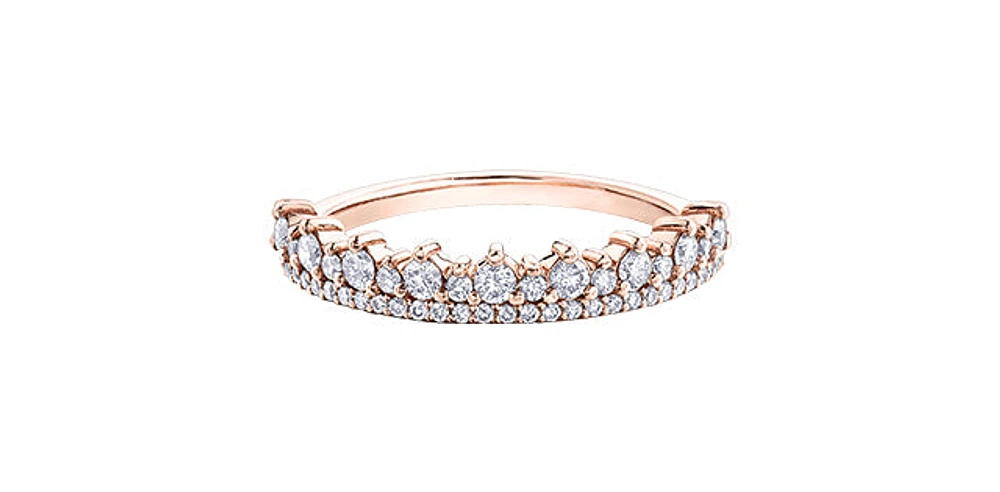 10K Rose Gold 0.50cttw Crown Diamond Ring - Size 6.75