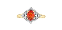 10K Two Tone Fire Opal & Diamond Ring