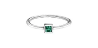 10K White Gold 0.15cttw Genuine Emerald Princess Cut Ring, size 6.5