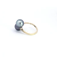14K Gold Tahitian Pearl and Diamond Ring