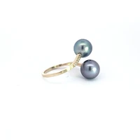14K Gold Tahitian Pearl and Diamond Ring