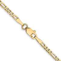 14K Gold 2.75mm Flat Figaro with Lobster Clasp Chain - /