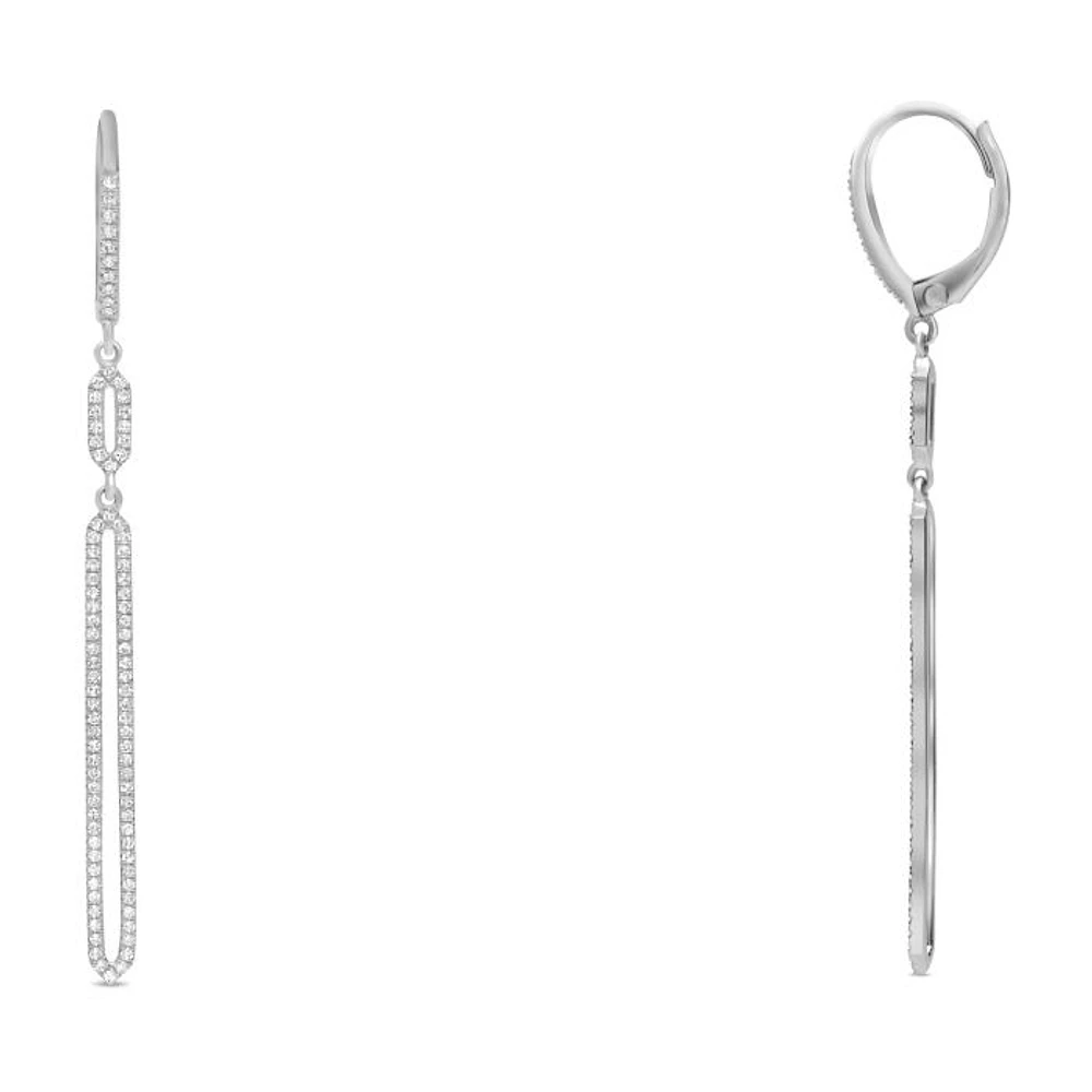 14K White Gold Diamond Dangle Earring