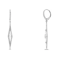 14K White Gold White Topaz and Diamond Dangle Earring