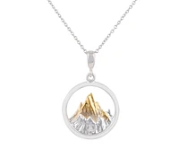 925 Sterling Silver and Gold Plated 0.015cttw Canadian Diamond Mountain Pendant
