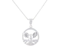 925 Sterling Silver 0.015cttw Canadian Diamond Great Snowy Owl Pendant