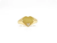 10K Yellow Gold 0.007cttw Diamond Heart Signet Ring, size 6