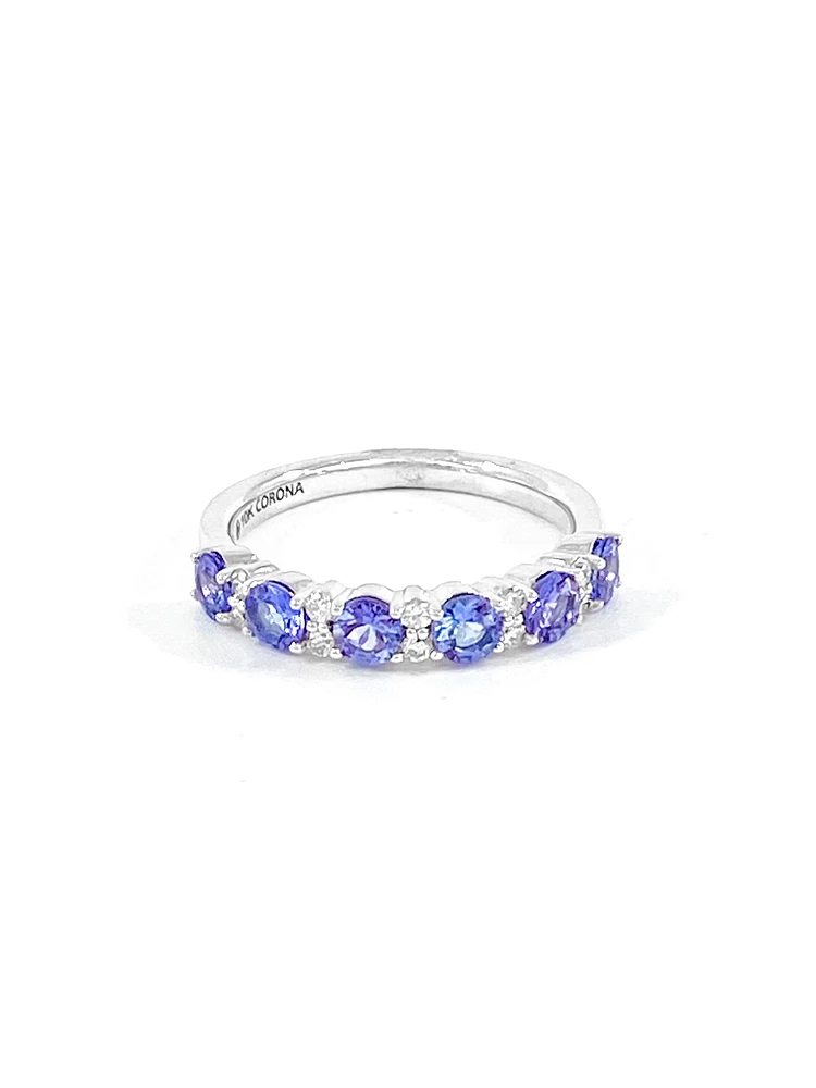 10K White Gold 1.20cttw Tanzanite & 0.15cttw Diamond Ring, size 6.5