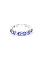 10K White Gold 1.20cttw Tanzanite & 0.15cttw Diamond Ring, size 6.5