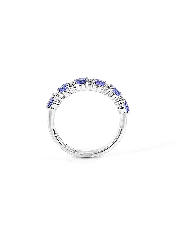 10K White Gold 1.20cttw Tanzanite & 0.15cttw Diamond Ring, size 6.5