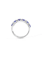 10K White Gold 1.20cttw Tanzanite & 0.15cttw Diamond Ring, size 6.5