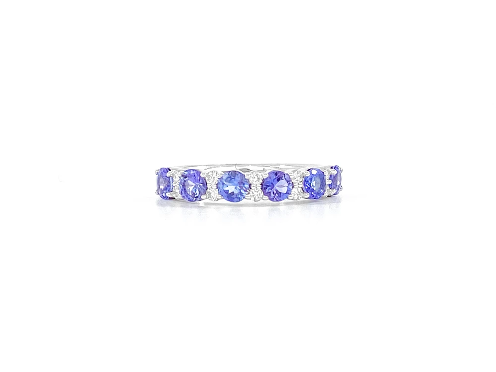 10K White Gold 1.20cttw Tanzanite & 0.15cttw Diamond Ring, size 6.5