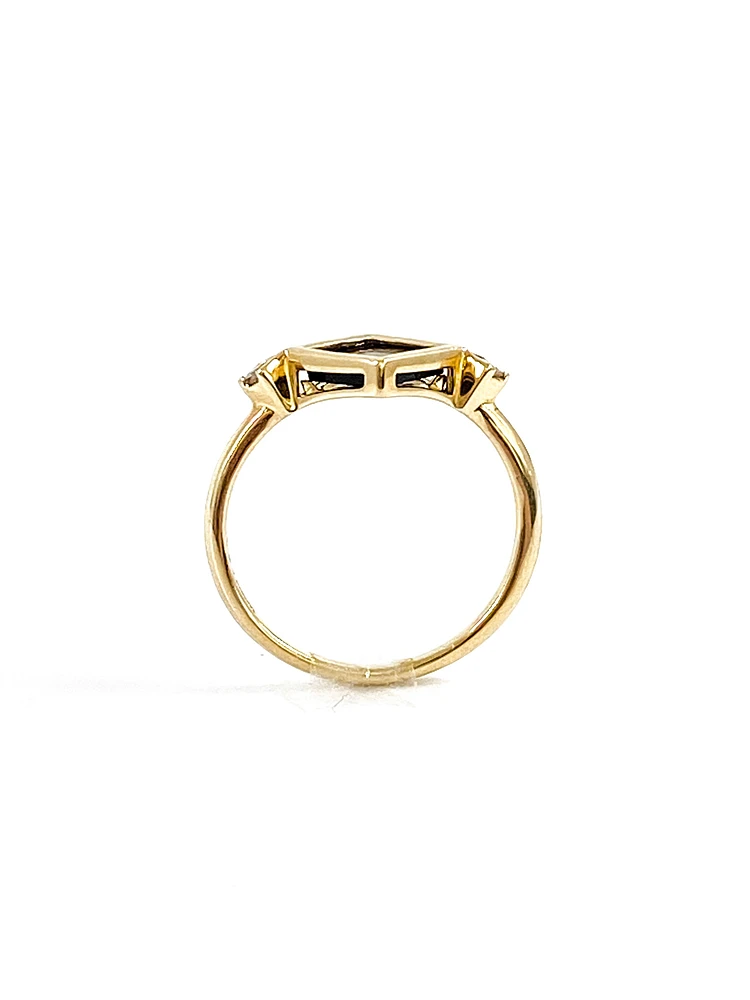 10K Yellow Gold 6mm Onyx And 0.084cttw Canadian Diamond Ring