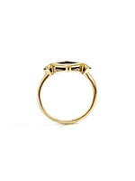 10K Yellow Gold 6mm Onyx And 0.084cttw Canadian Diamond Ring