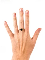 10K Yellow Gold 6mm Onyx And 0.084cttw Canadian Diamond Ring