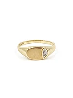 10K Yellow Gold 0.008cttw Diamond Signet Ring, size 6
