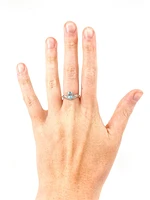 10K White Gold 1.40cttw Genuine Blue Topaz and 0.16cttw Diamond Ring, size 6.5
