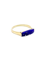 10K Yellow Gold 14mm Genuine Lapis Lazuli Ring, size 6.5