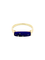 10K Yellow Gold 14mm Genuine Lapis Lazuli Ring, size 6.5