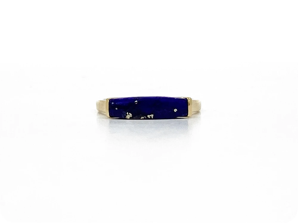 10K Yellow Gold 14mm Genuine Lapis Lazuli Ring, size 6.5